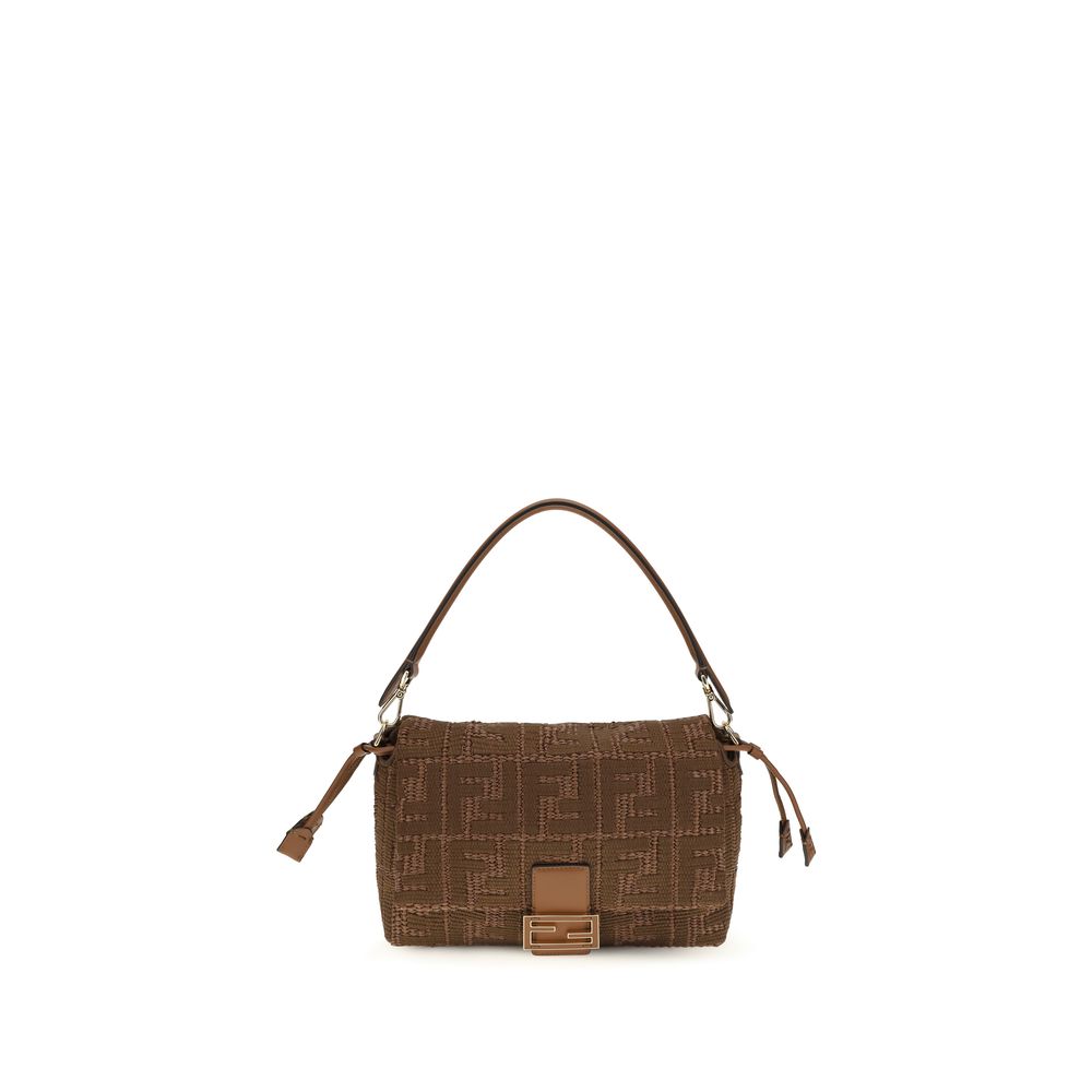 Sac Mamma Baguette moyen en tissu effet raphia