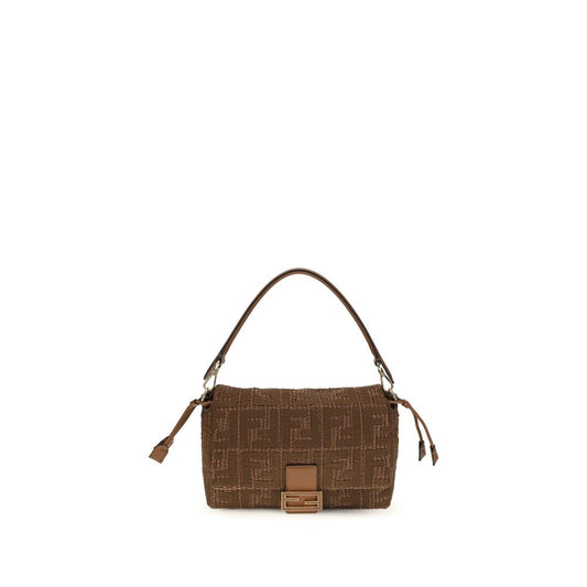 Mamma Baguette Medium Bag in Raffia-Effect Fabric