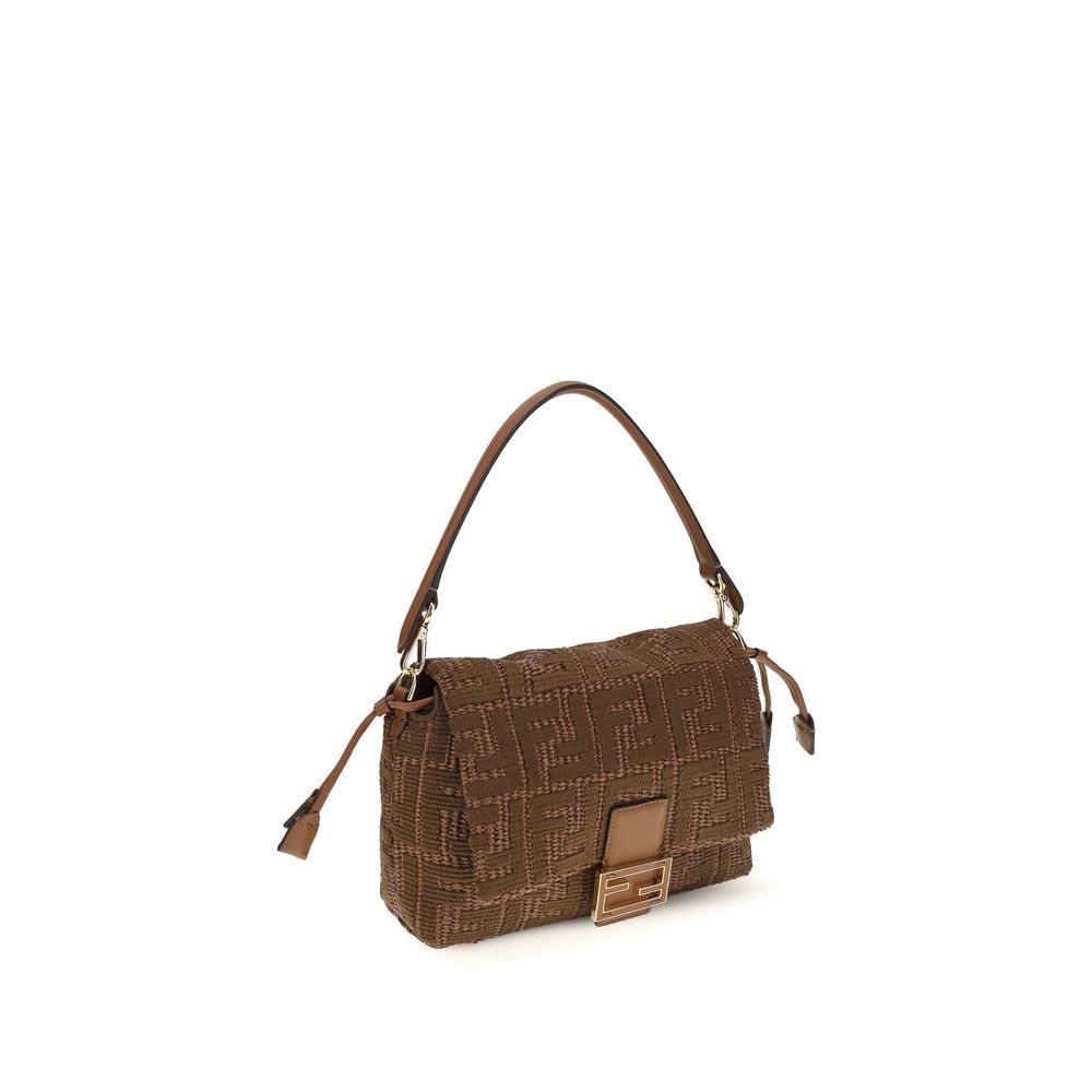 Sac Mamma Baguette moyen en tissu effet raphia