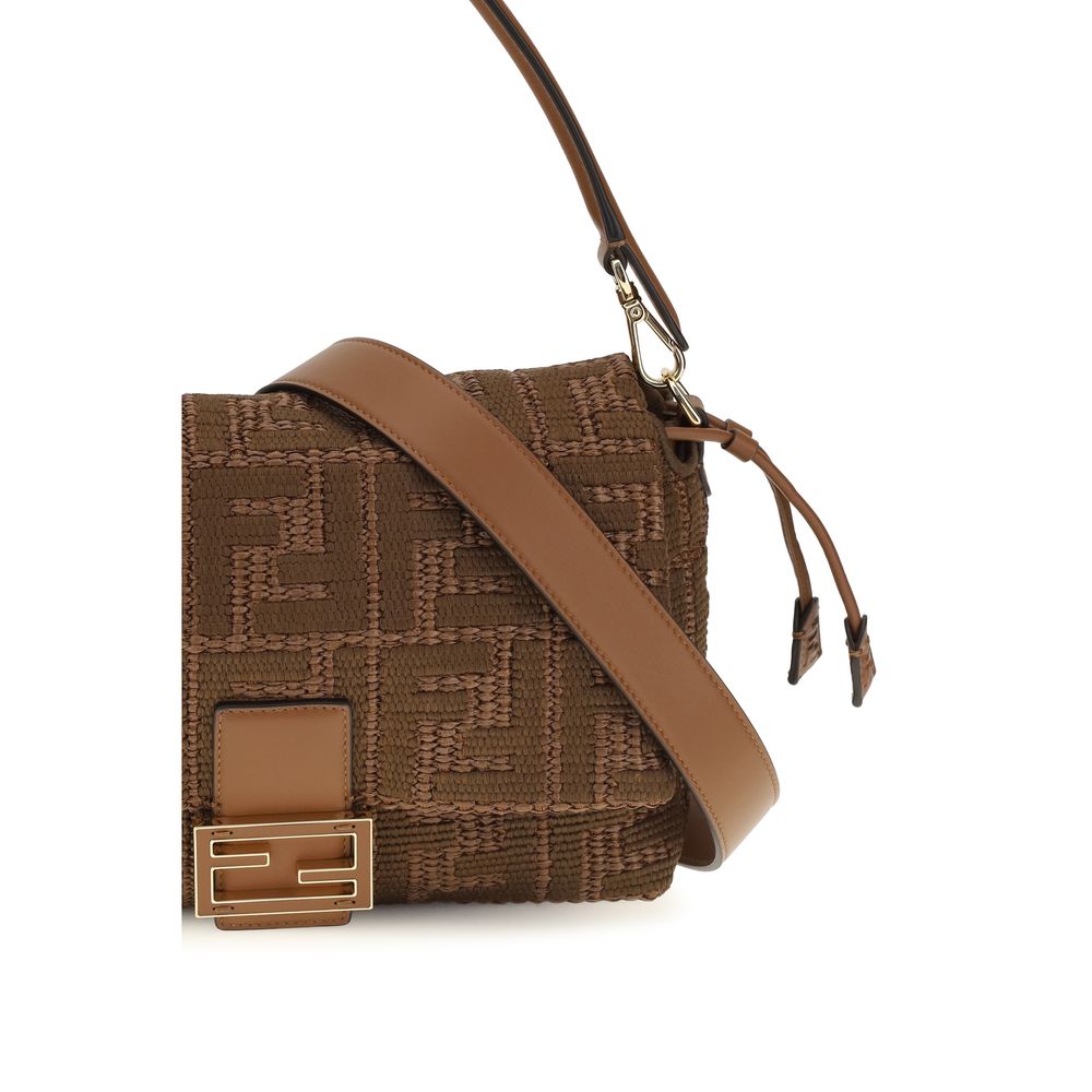 Sac Mamma Baguette moyen en tissu effet raphia