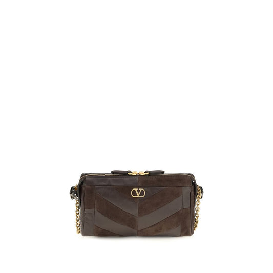Petit sac porté épaule Panthea en daim et cuir nappa
