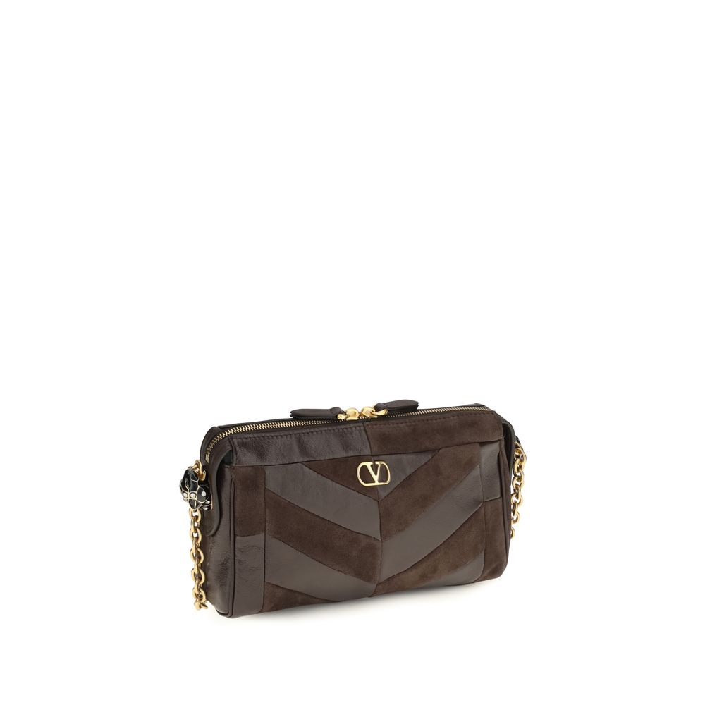 Petit sac porté épaule Panthea en daim et cuir nappa