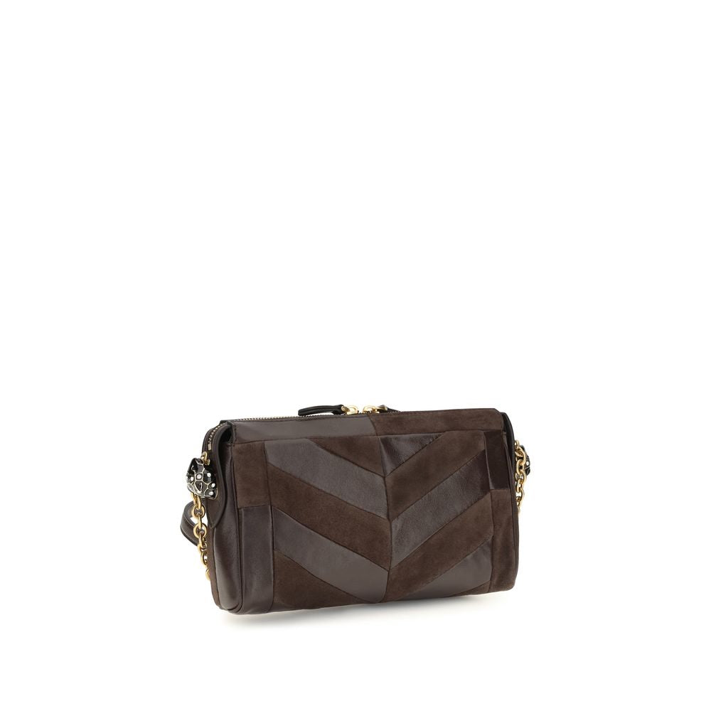 Petit sac porté épaule Panthea en daim et cuir nappa