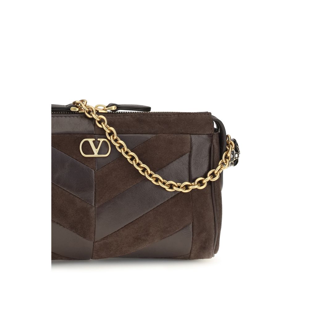 Petit sac porté épaule Panthea en daim et cuir nappa