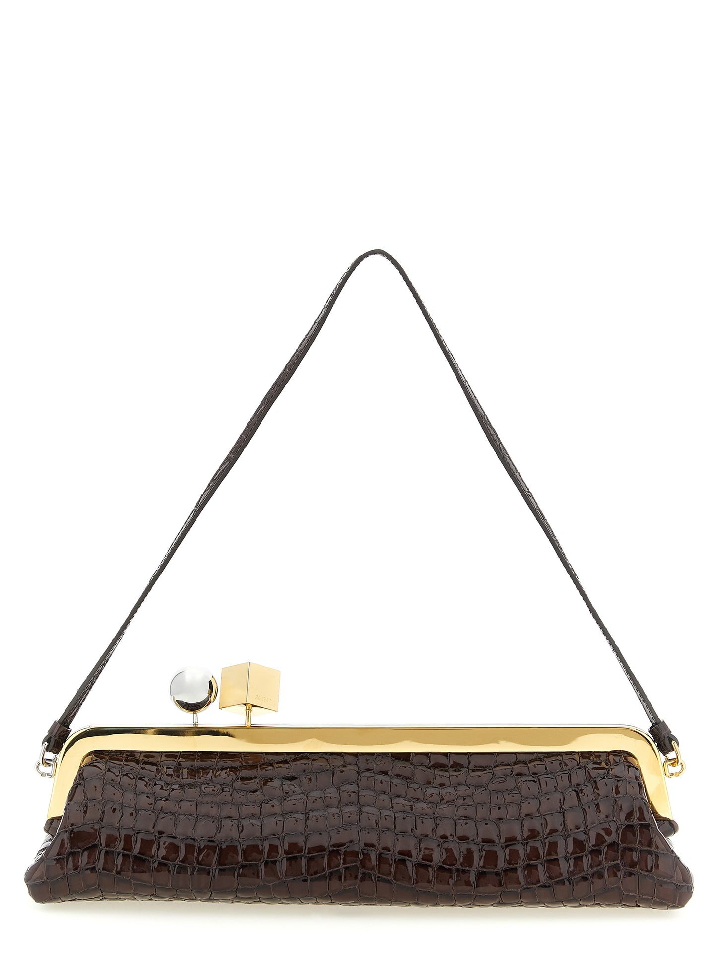 La pochette Salon en cuir de chèvre embossé crocodile