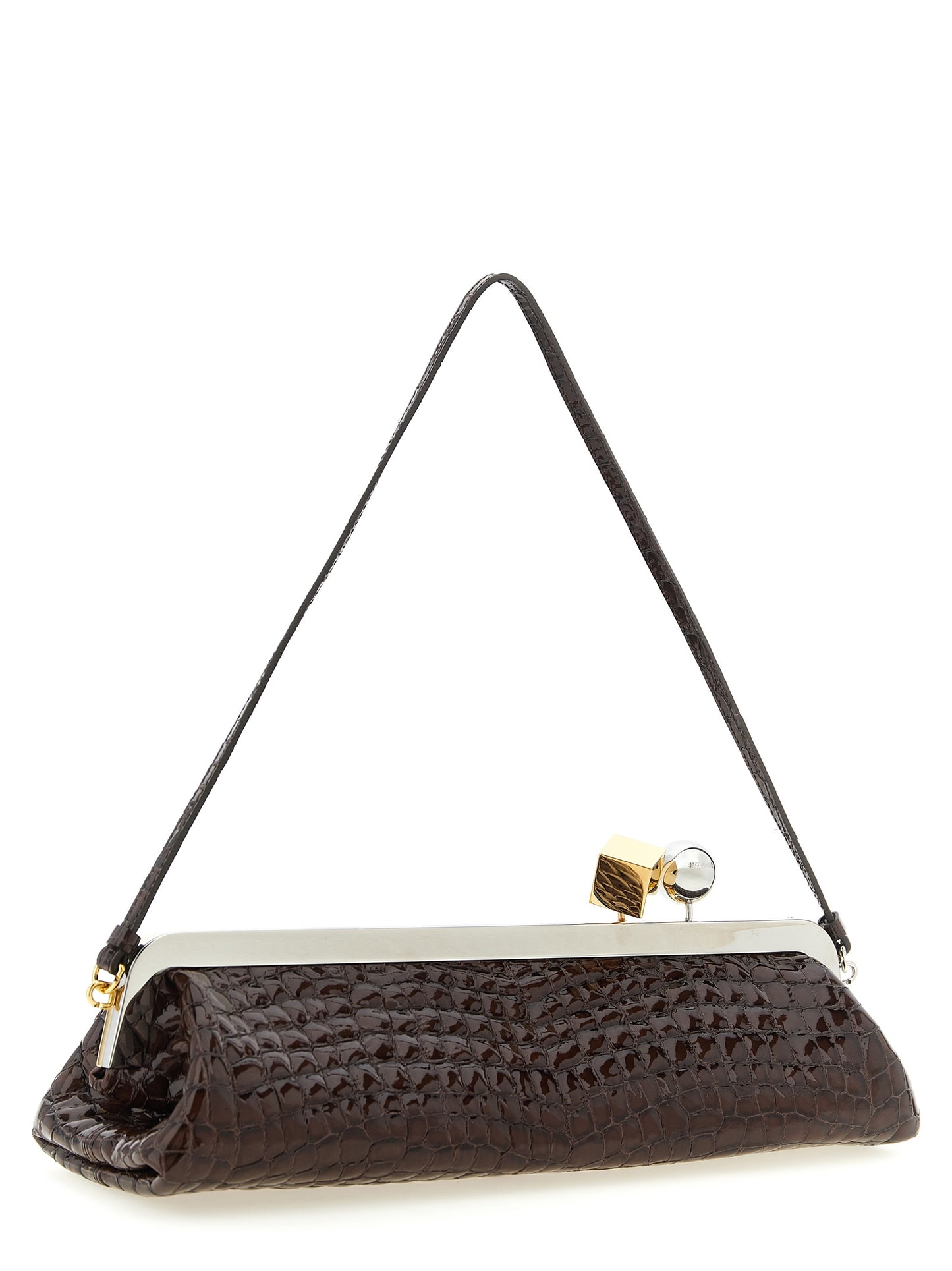 La pochette Salon en cuir de chèvre embossé crocodile