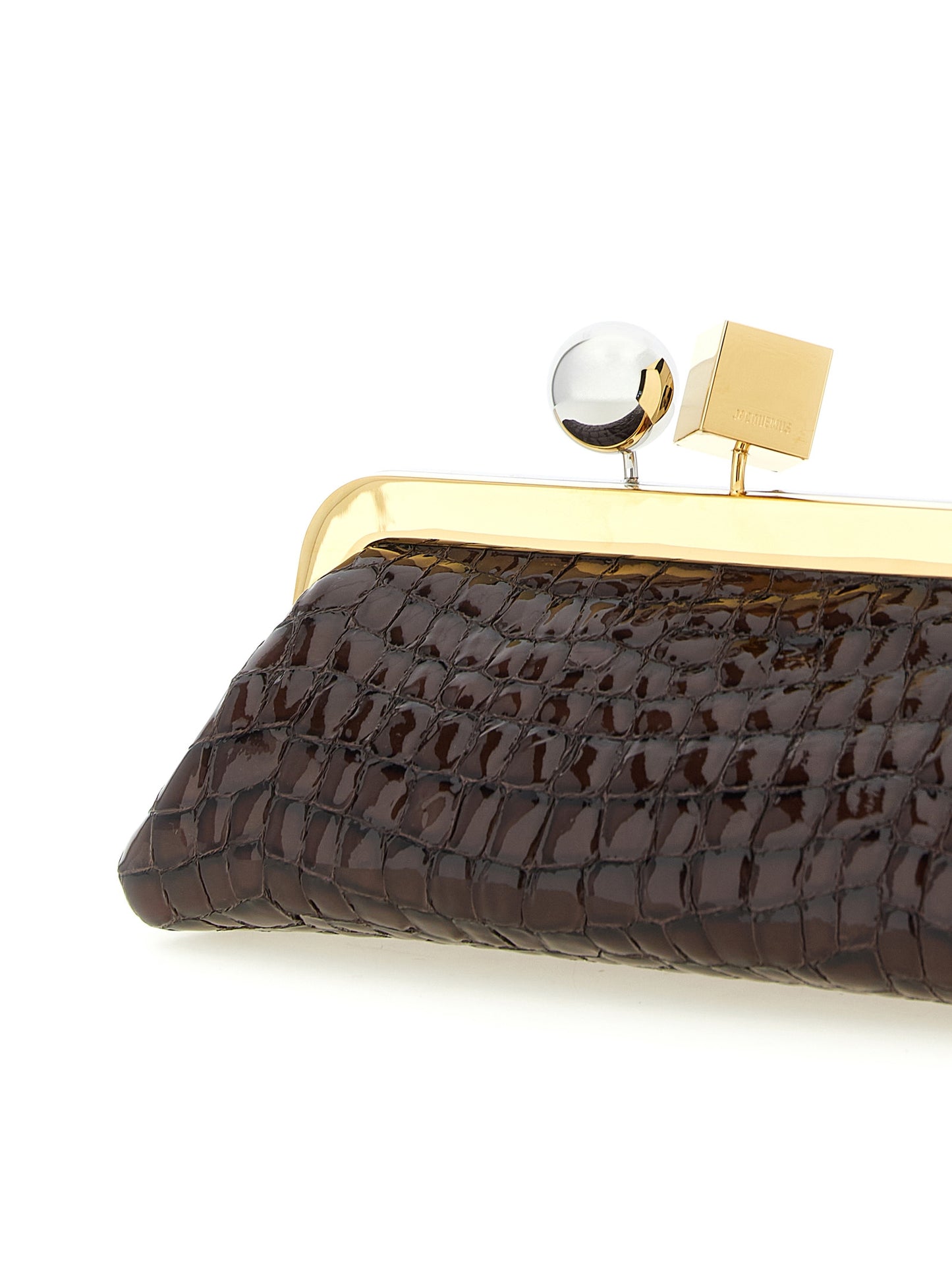 La pochette Salon en cuir de chèvre embossé crocodile