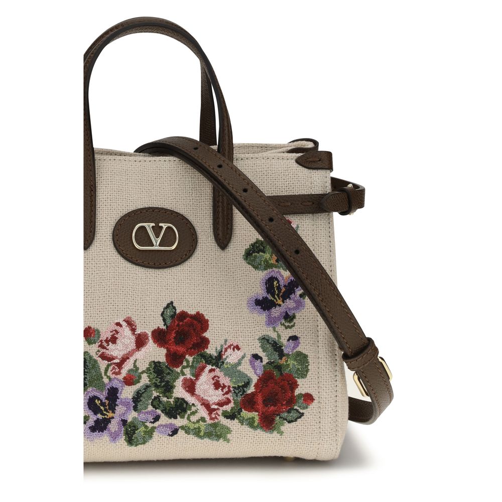 Bolso shopping Antibes pequeño en lino bordado
