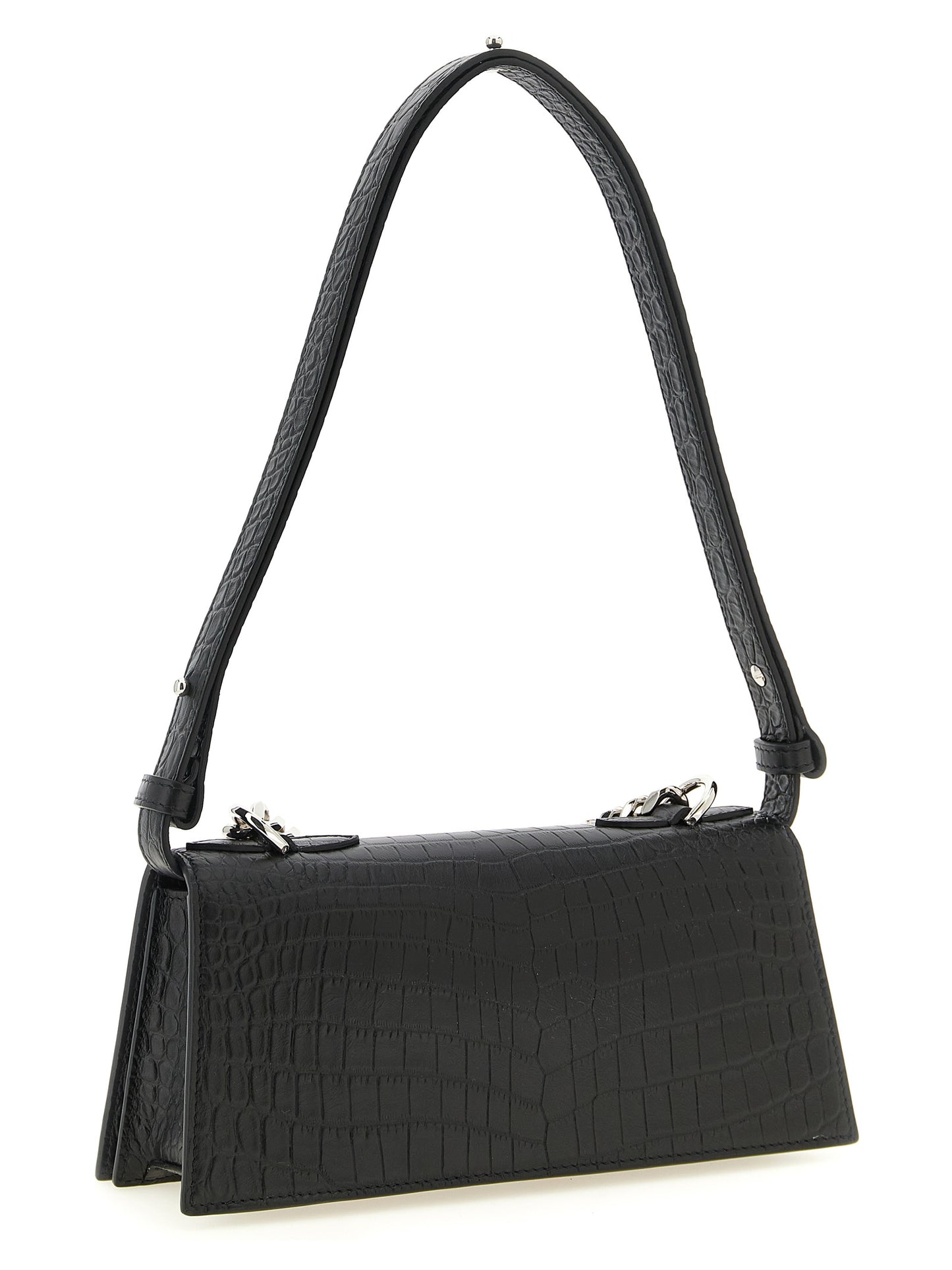 Mini bolso Jewelled en piel de becerro grabada con efecto cocodrilo