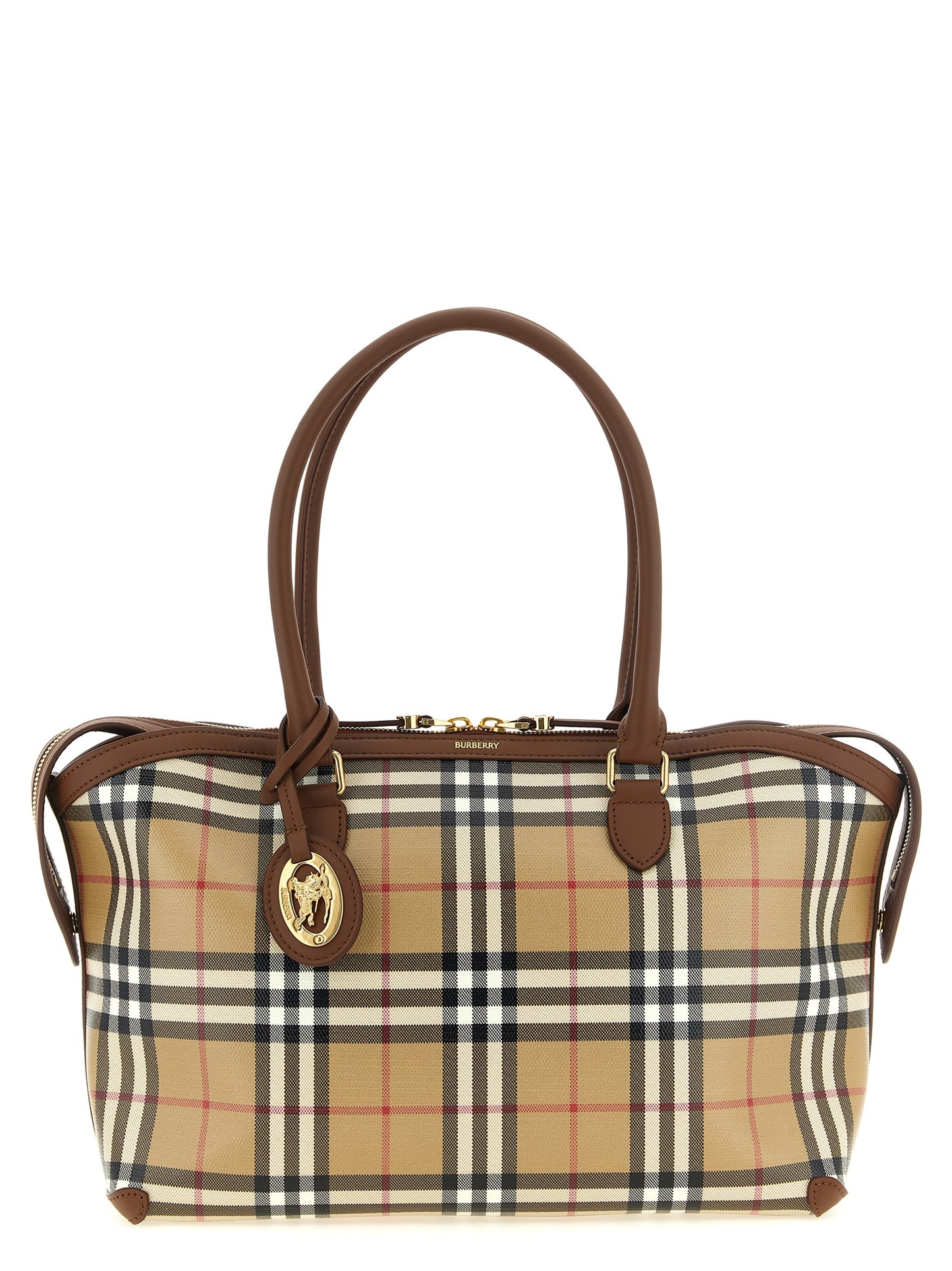 Bolso tote Check pequeño con cremallera en lona