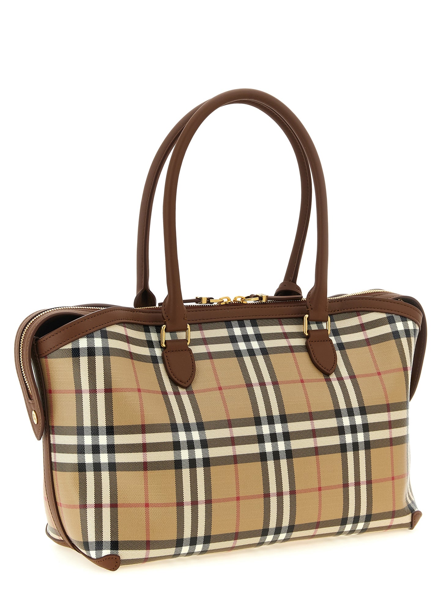 Bolso tote Check pequeño con cremallera en lona