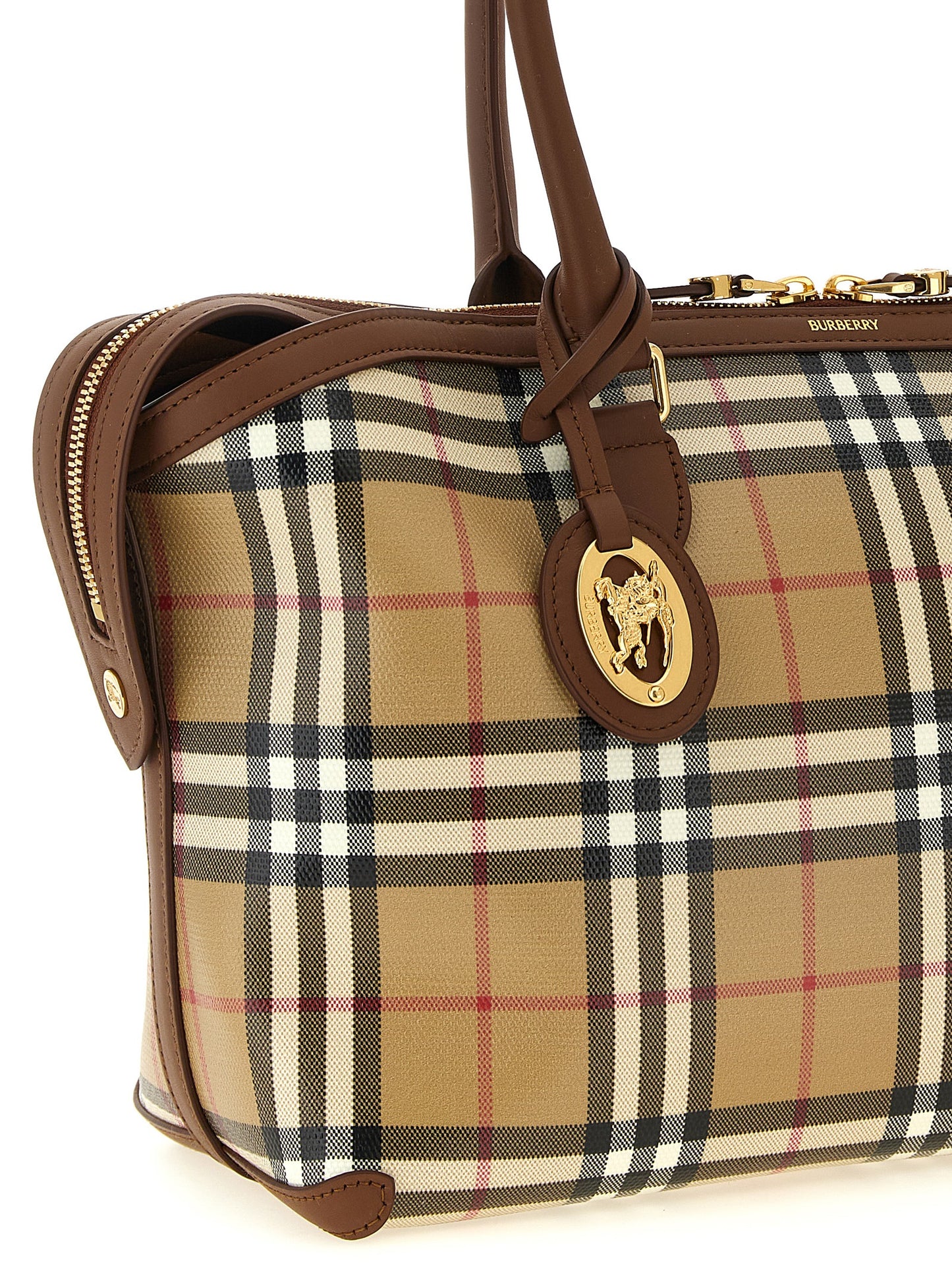 Bolso tote Check pequeño con cremallera en lona