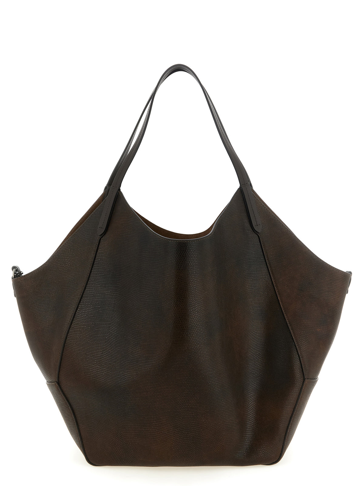 Duo Shopper Bag in Lizard-Effect Calfskin