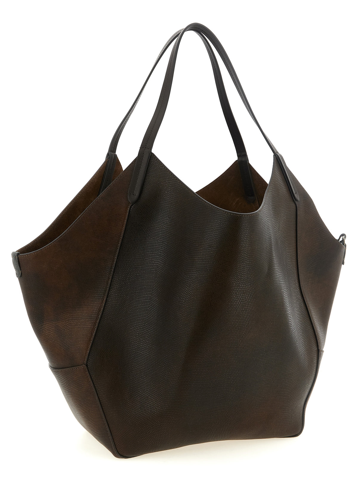 Duo Shopper Bag in Lizard-Effect Calfskin