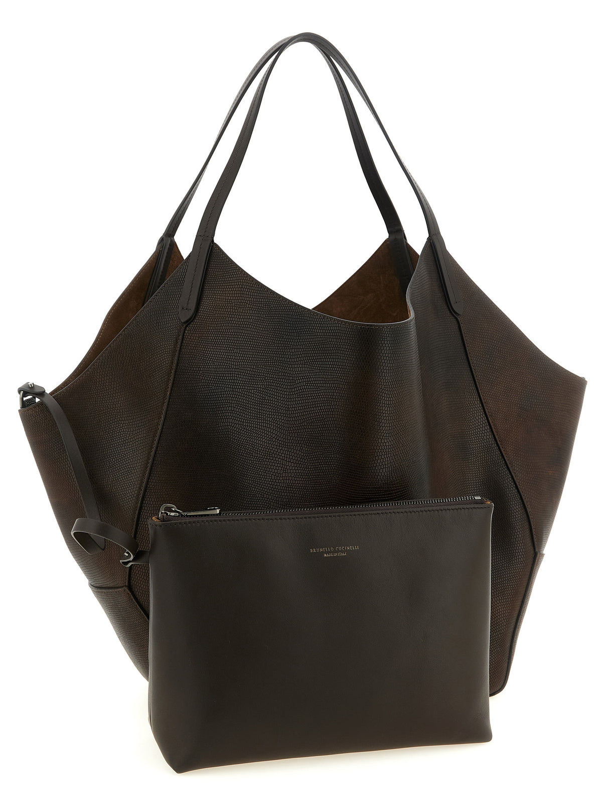 Duo Shopper Bag in Lizard-Effect Calfskin