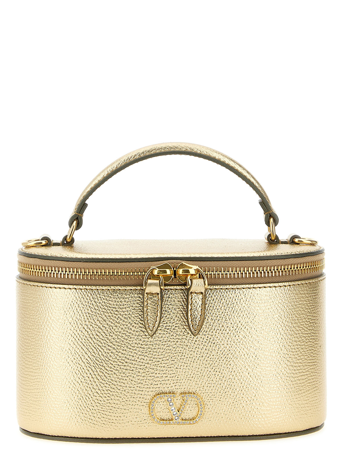 Mini bolso vanity VLogo Signature en piel de becerro metalizada