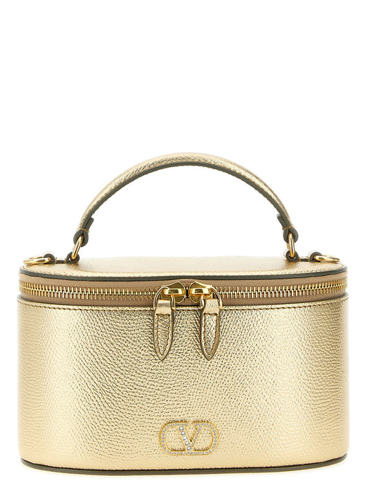 Mini bolso vanity VLogo Signature en piel de becerro metalizada