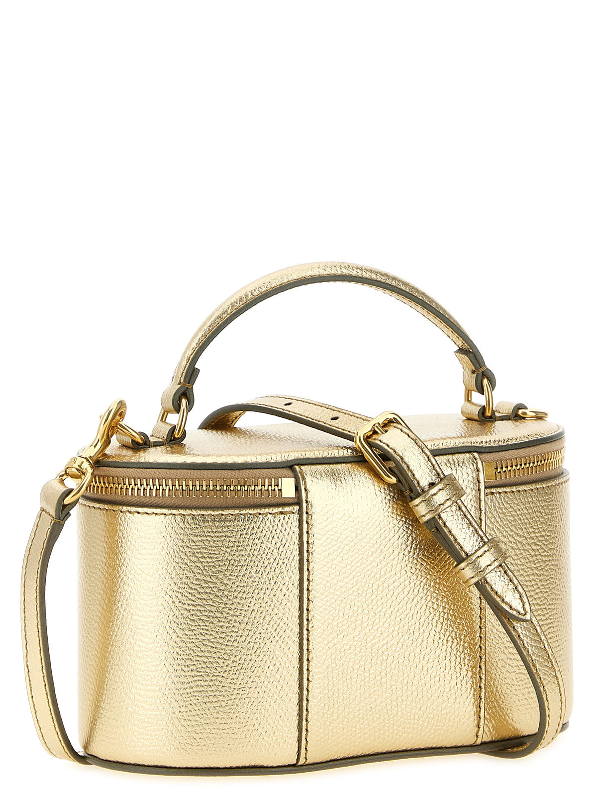 Mini bolso vanity VLogo Signature en piel de becerro metalizada