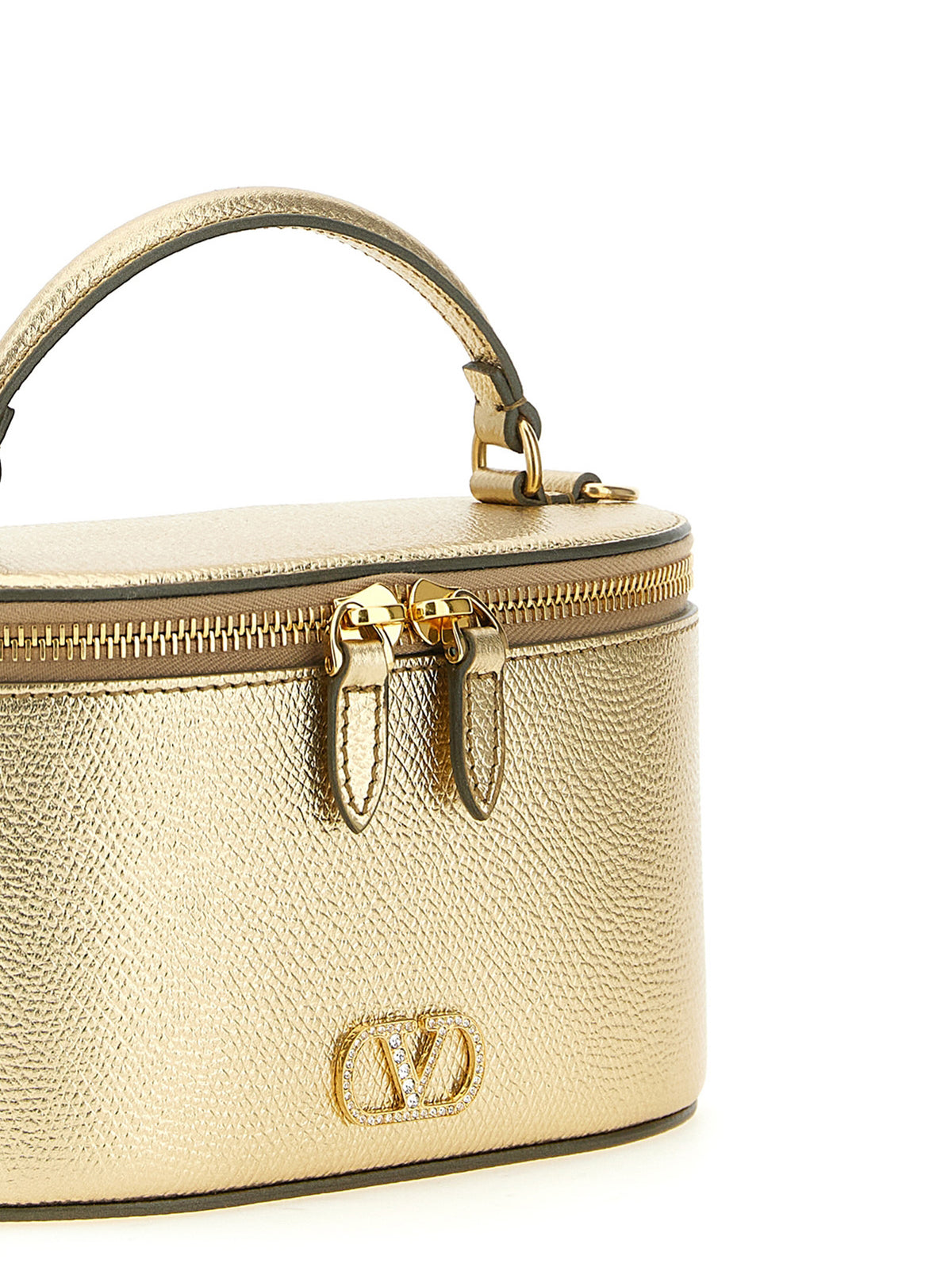 Mini bolso vanity VLogo Signature en piel de becerro metalizada
