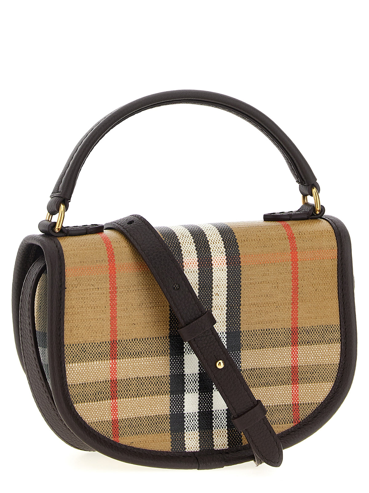 Mini bolso bandolera Highlands en algodón-lino y piel de becerro