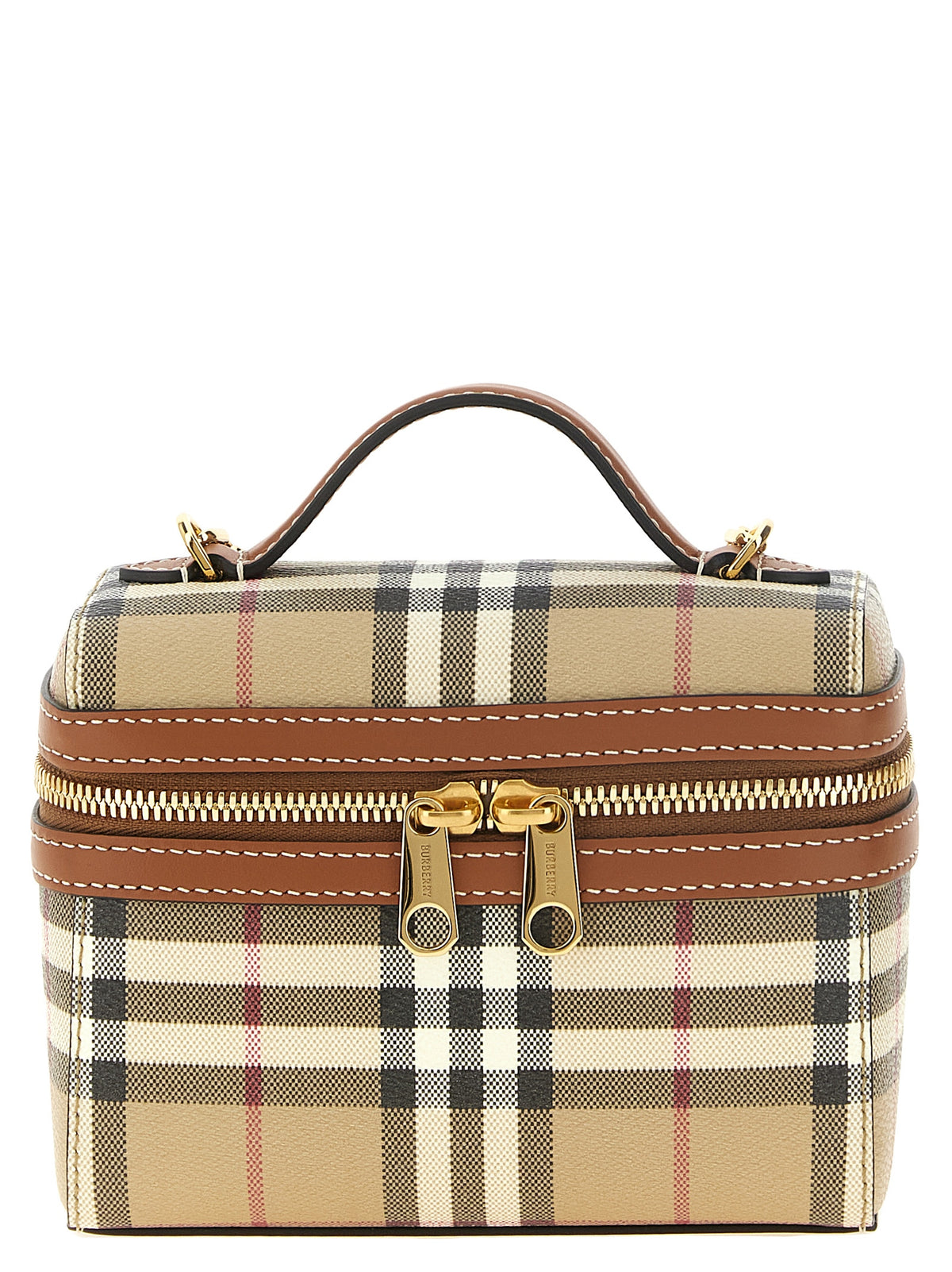 Check Mini Vanity Bag in Cotton Blend and Calfskin