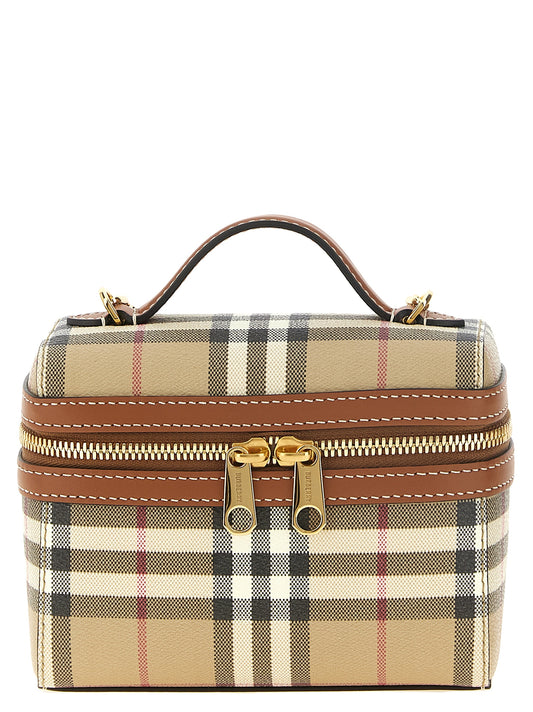 Check Mini Vanity Bag in Cotton Blend and Calfskin