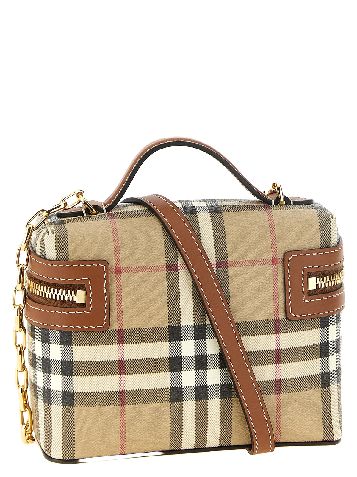 Check Mini Vanity Bag in Cotton Blend and Calfskin