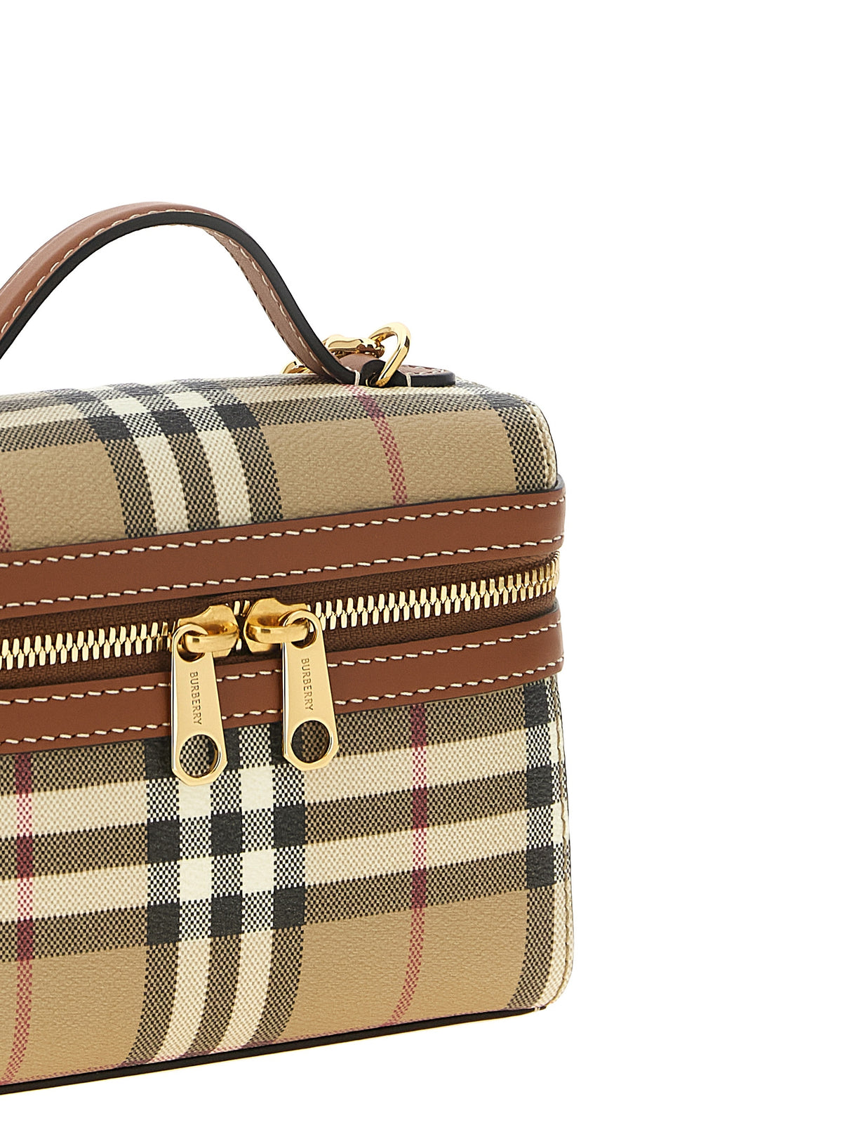 Check Mini Vanity Bag in Cotton Blend and Calfskin