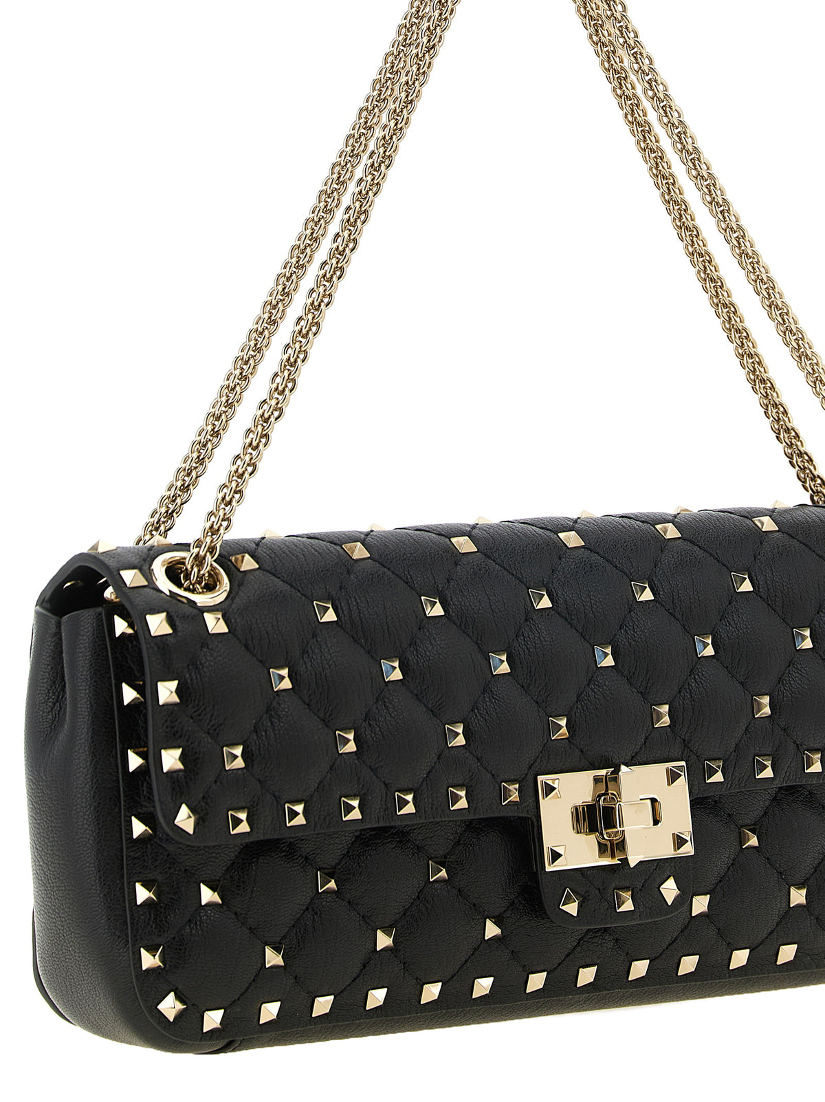 Bolso al hombro Rockstud Spike mediano en piel de cabrito