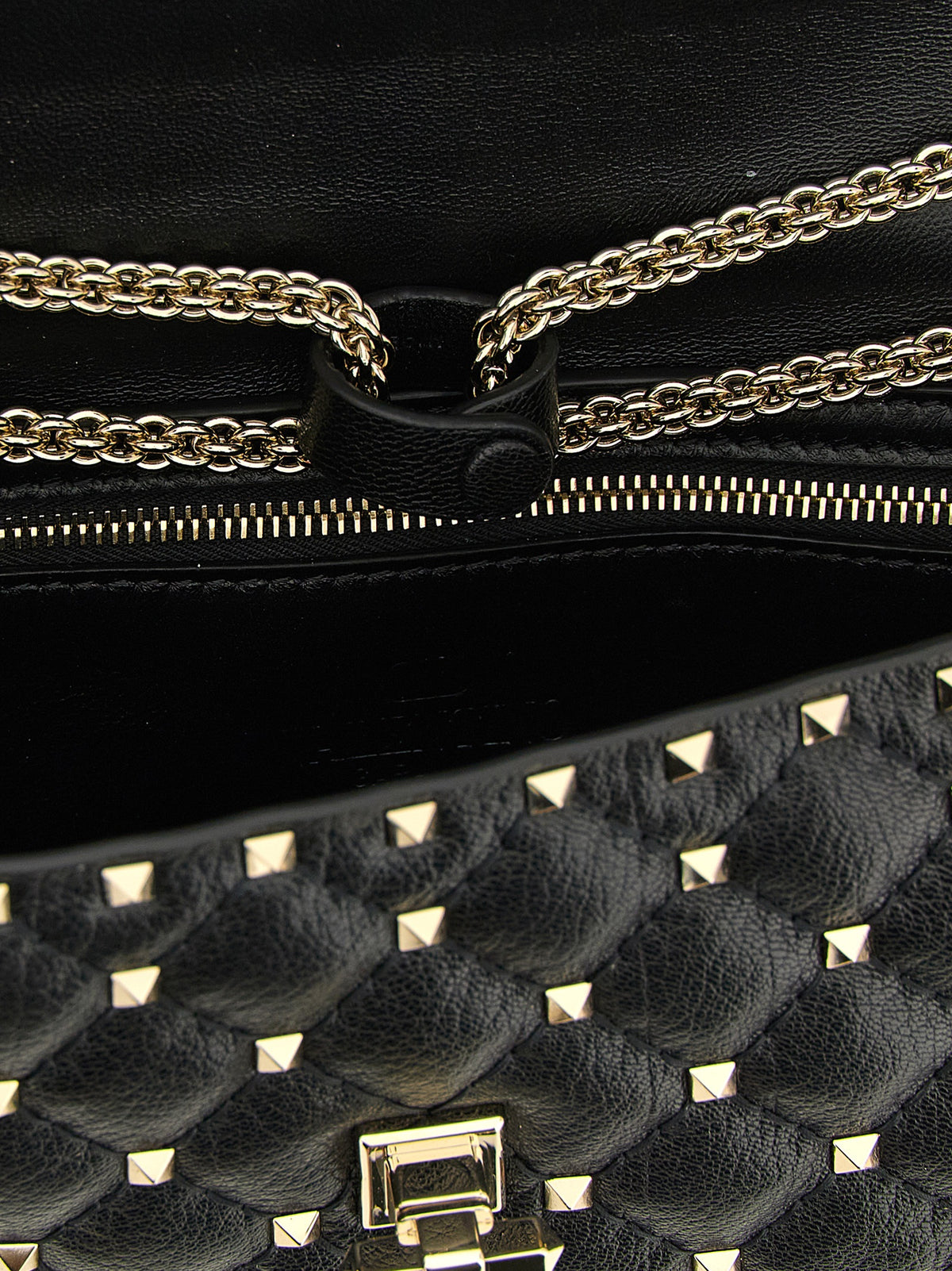 Bolso al hombro Rockstud Spike mediano en piel de cabrito