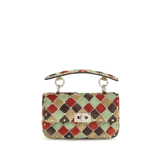 Bolso de mano Rockstud Spike pequeño en ante patchwork