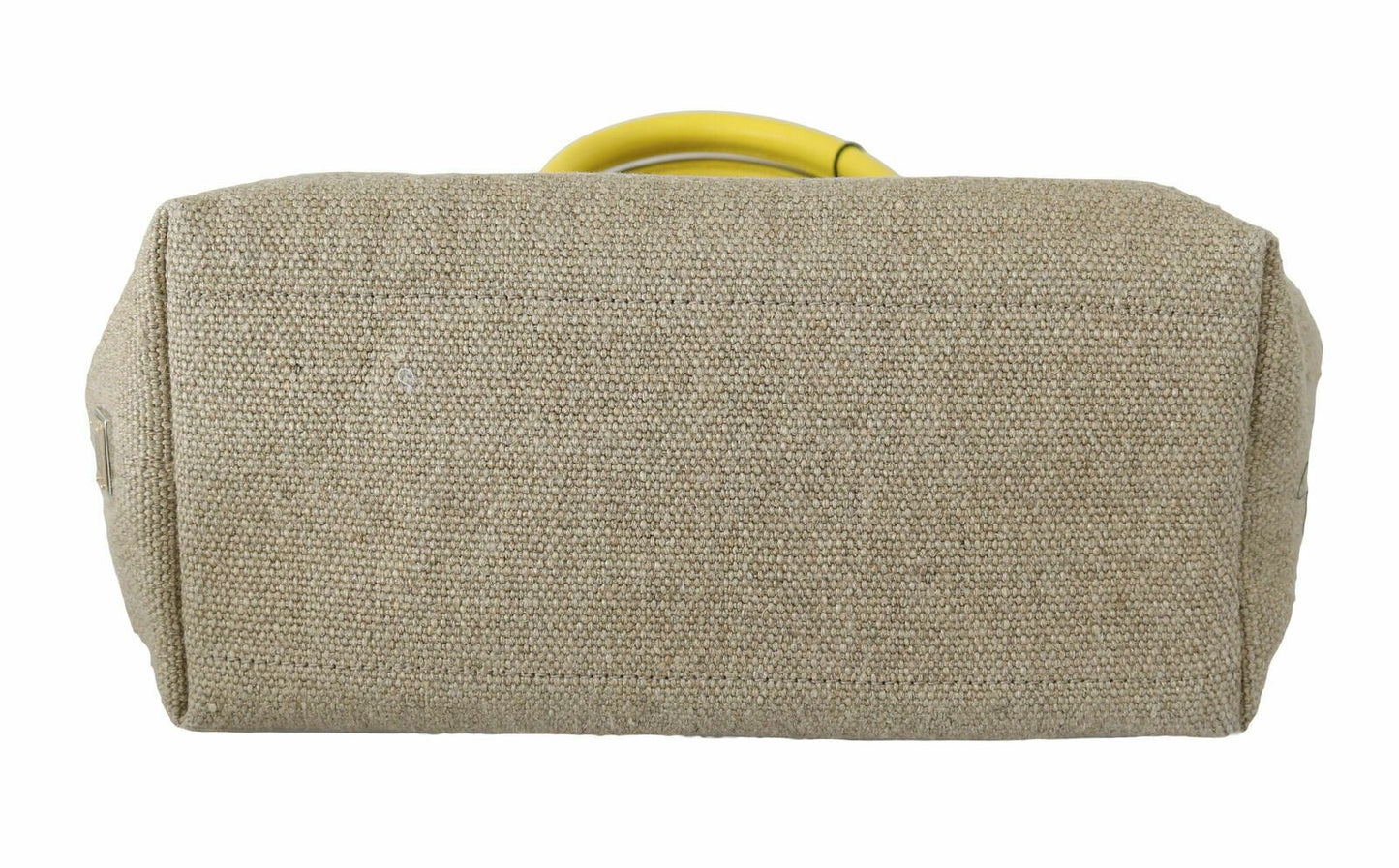Sac cabas en lin et veau beige avec chaîne dorée