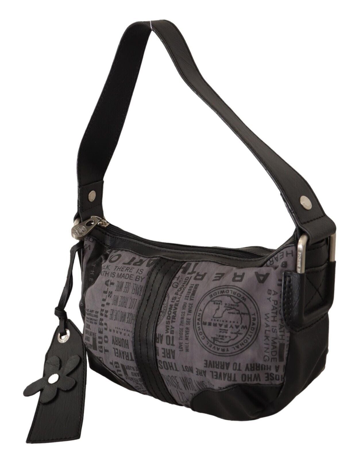 Fabric Shoulder Bag in Black and Gray