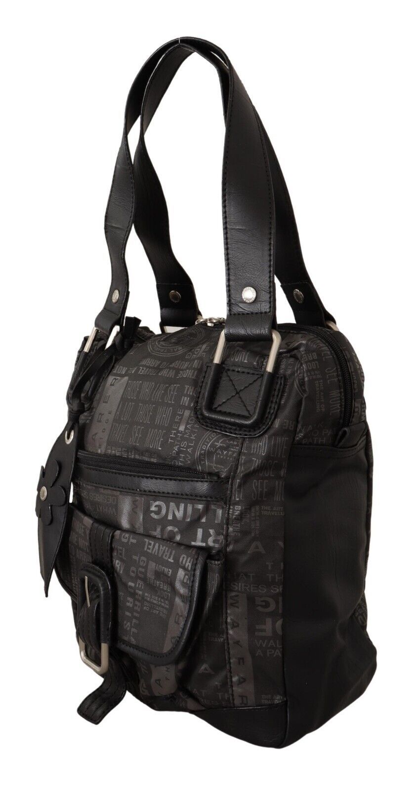 Fabric Shoulder Bag in Black and Gray