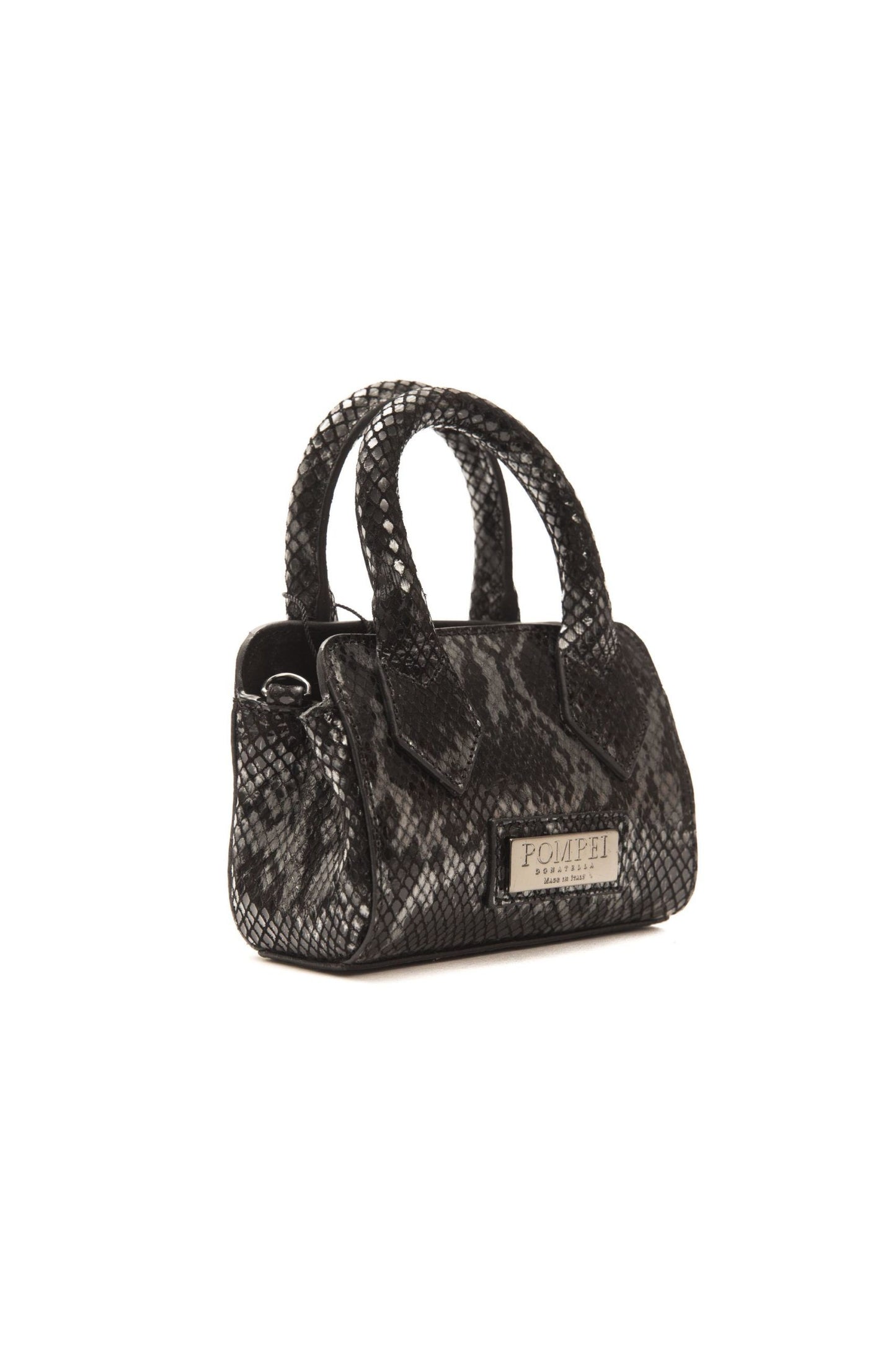 Mini Tote Handbag in Python Print Leather