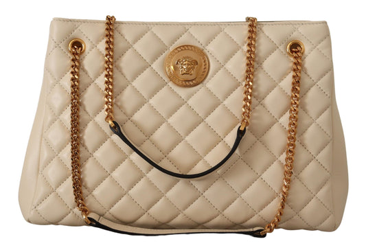 Elegante bolso tote de piel napa acolchada