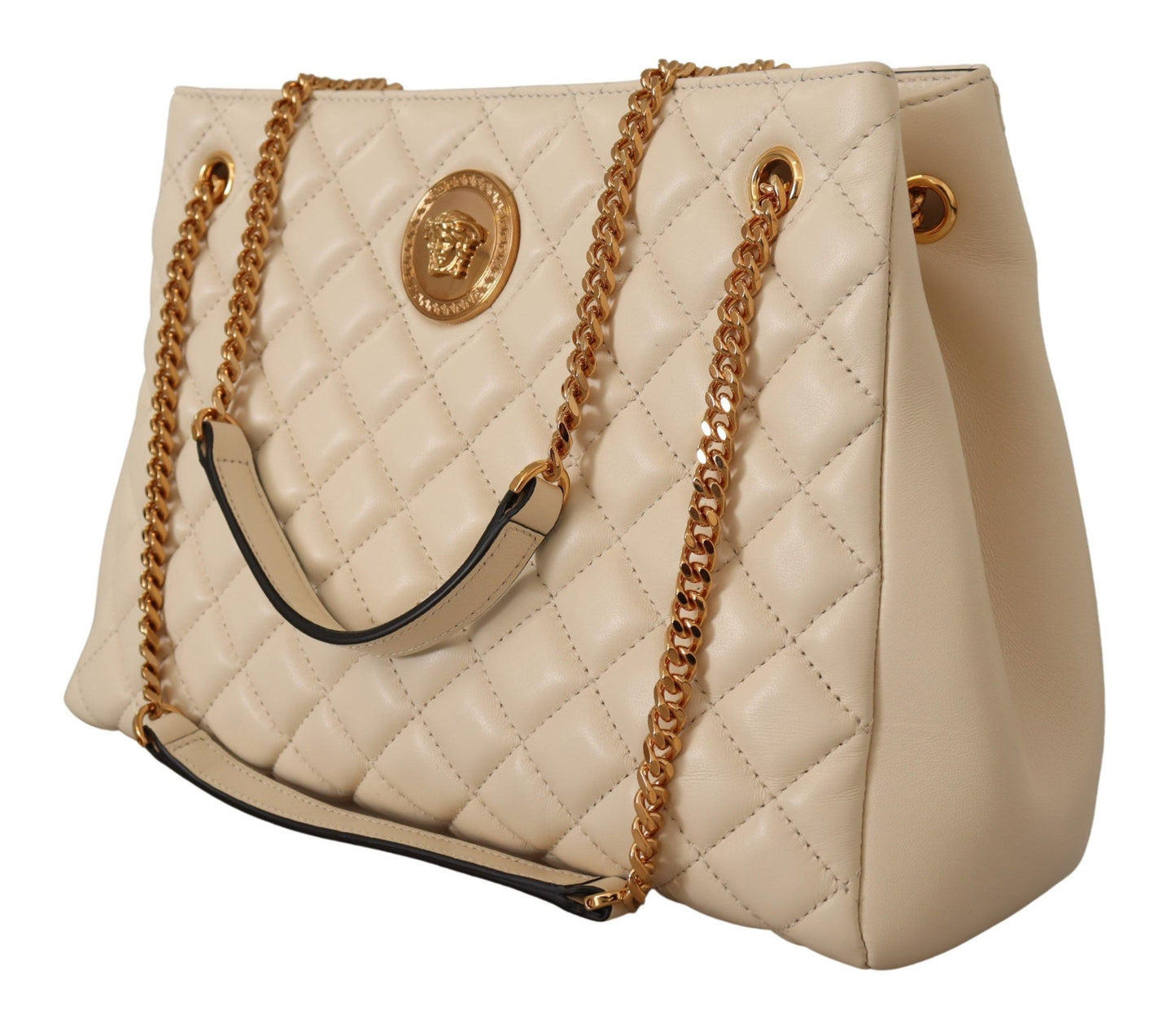 Elegante bolso tote de piel napa acolchada