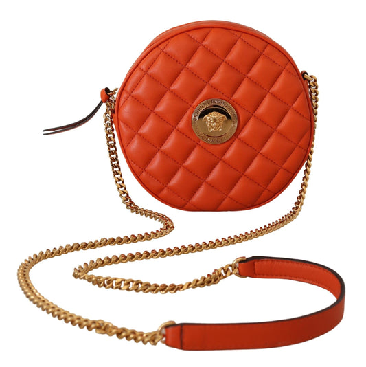 Elegante bolso bandolera redondo de piel napa