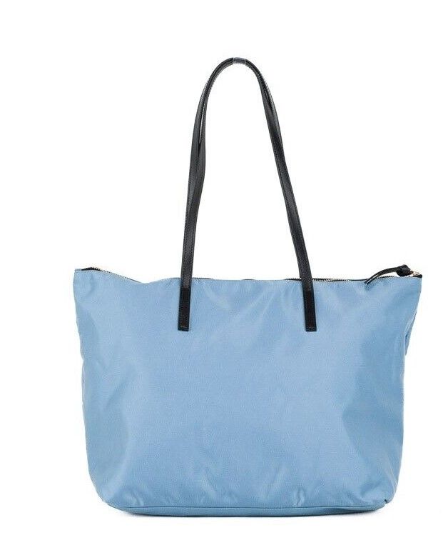 Sac fourre-tout en cuir et nylon bleu bleuet de taille moyenne Portuna Medusa