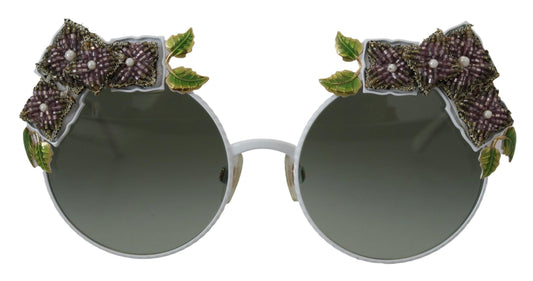Lunettes de soleil dorées élégantes ornées de fleurs