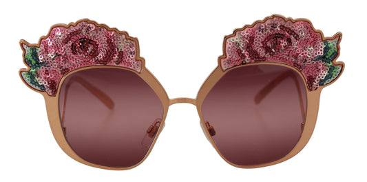 Lunettes de soleil brodées de paillettes roses chics