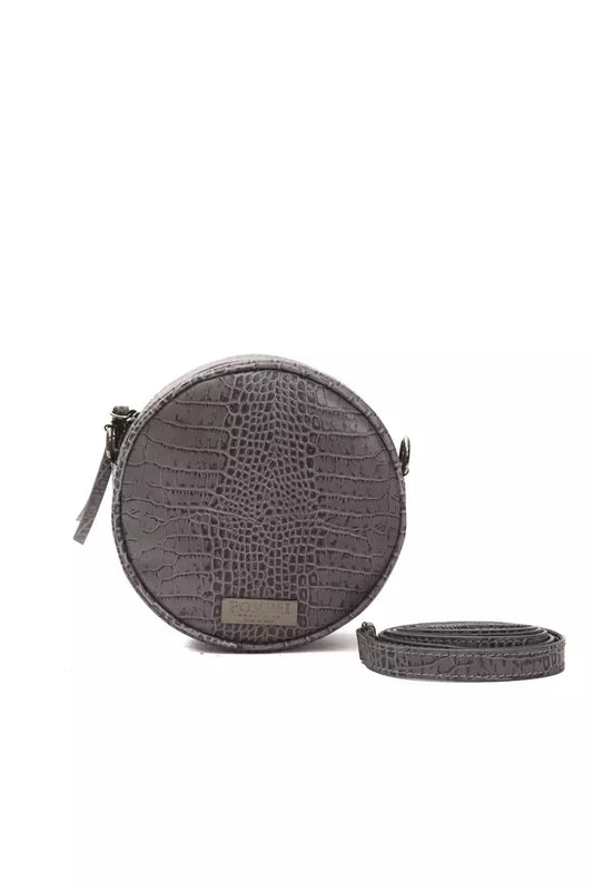Small Oval Crossbody Bag in Crocodile Print Leather