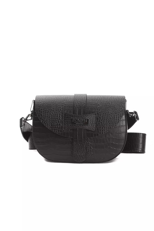 Sac bandoulière en cuir noir pour femme