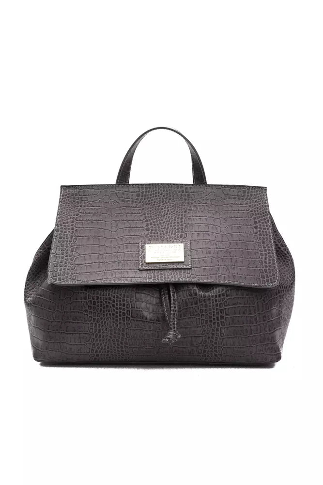 Convertible Handbag/Backpack in Crocodile Print Leather