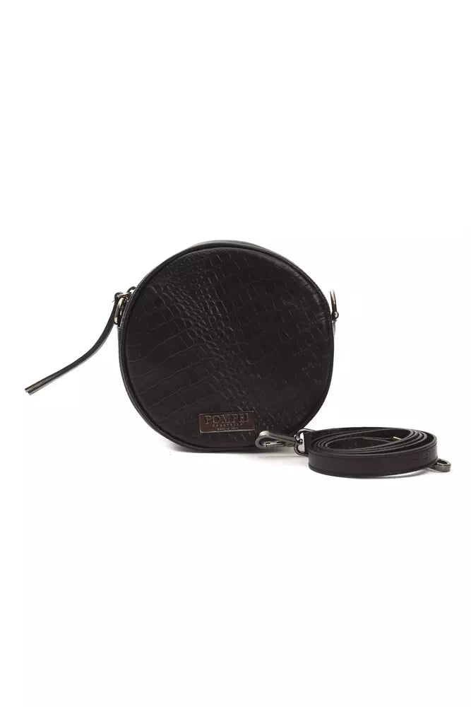 Small Oval Crossbody Bag in Crocodile Print Leather