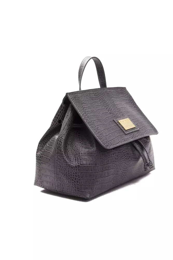 Convertible Handbag/Backpack in Crocodile Print Leather