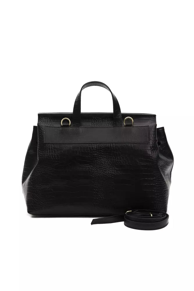 Convertible Handbag/Backpack in Crocodile Print Leather