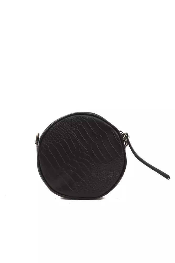 Small Oval Crossbody Bag in Crocodile Print Leather
