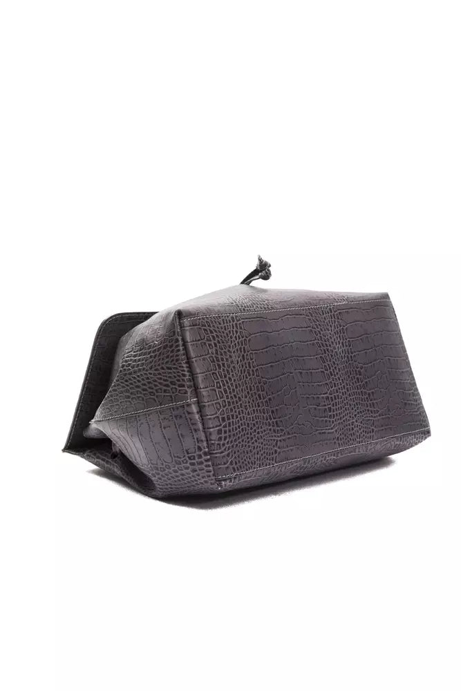 Convertible Handbag/Backpack in Crocodile Print Leather