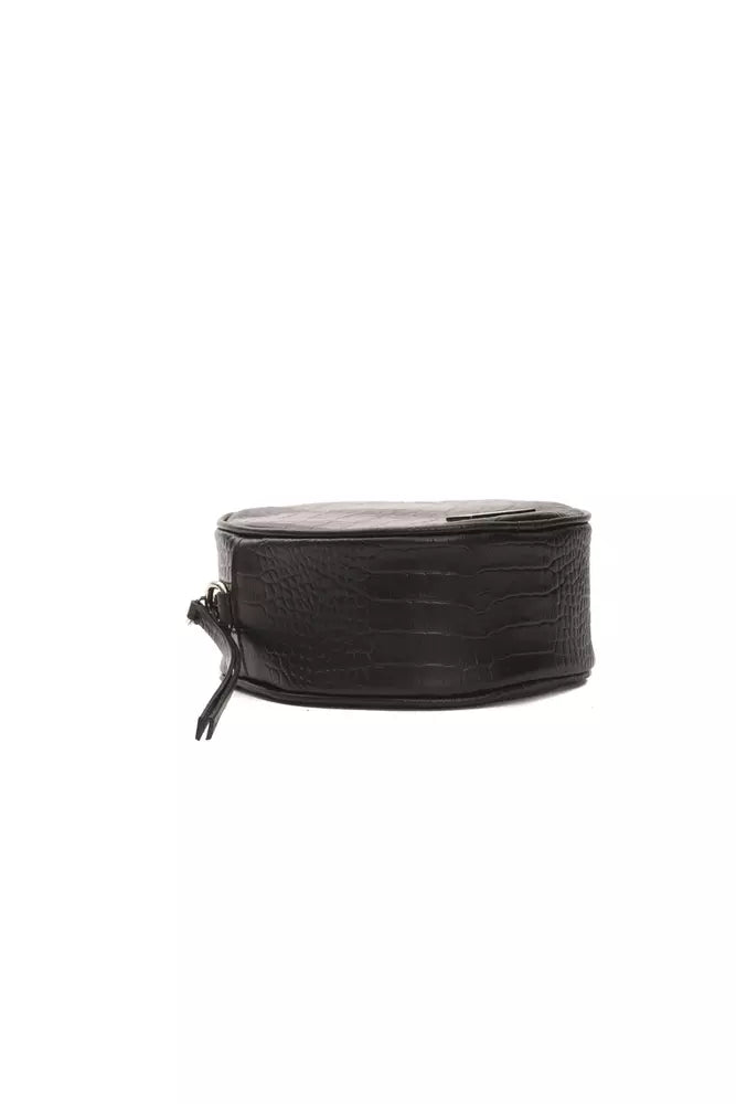 Small Oval Crossbody Bag in Crocodile Print Leather